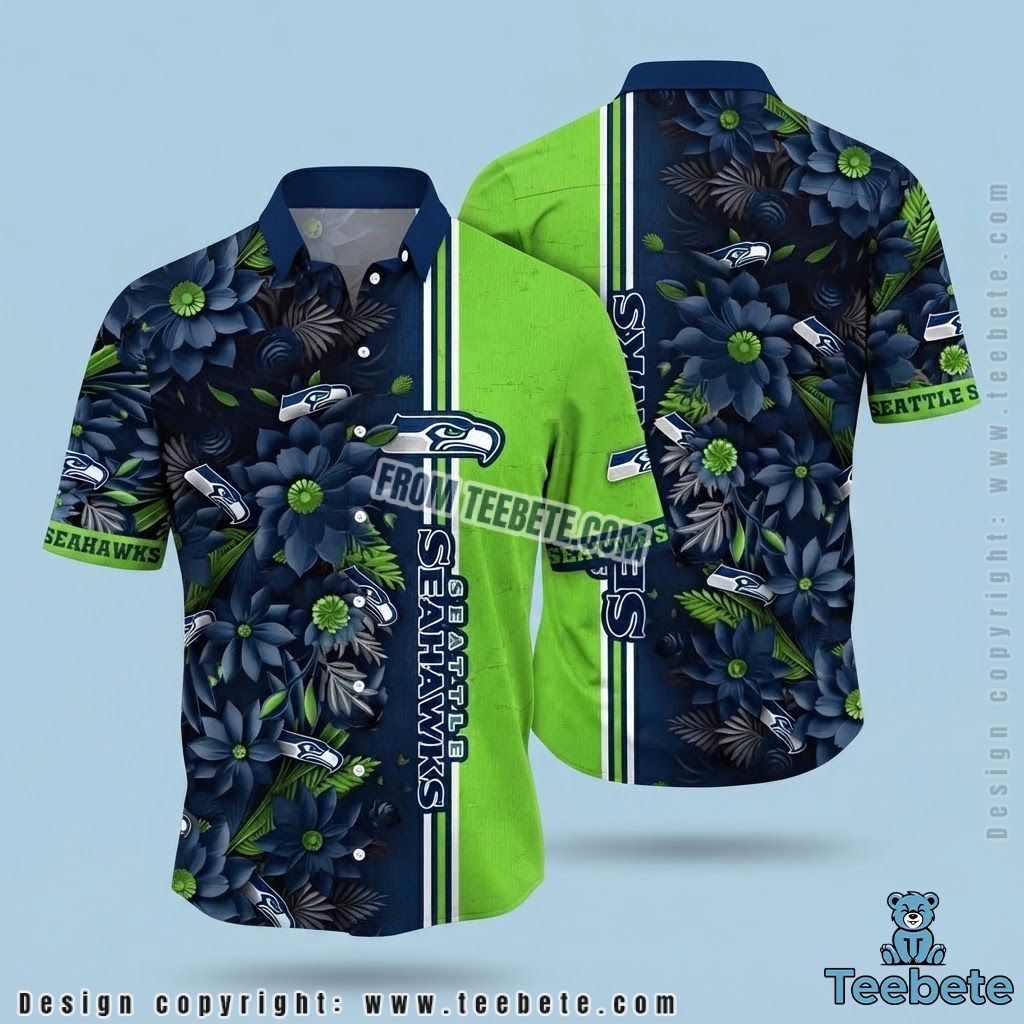 Seattle Seahawks Hawaiian Shirt Dark Daisy