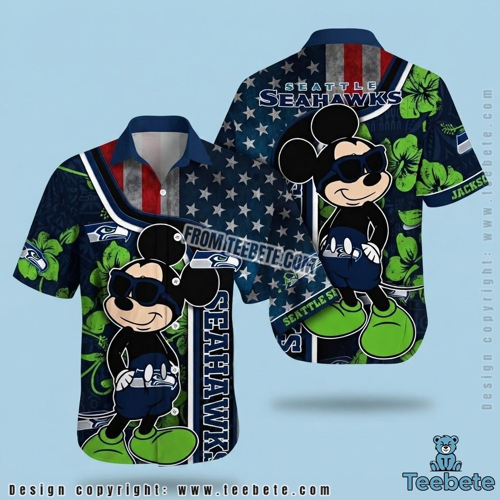 Seattle Seahawks Hawaiian Shirt Mickey Mouse