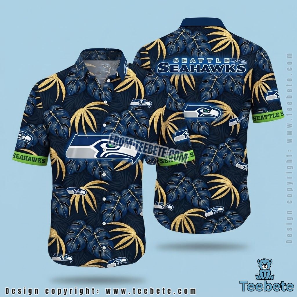Seattle Seahawks Tropical Shirt Golden Monstera
