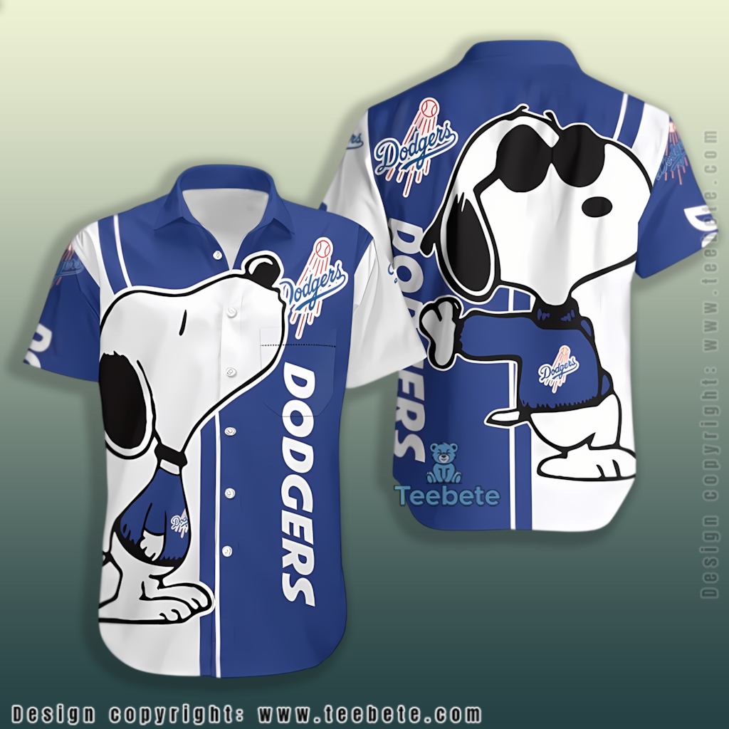 Snoopy Sunglasses Los Angeles Dodgers Button Up Shirt