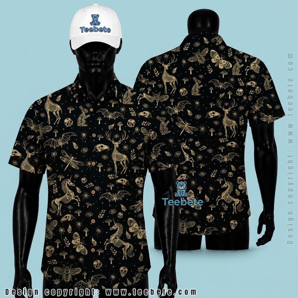 Spooky Animal Skeleton Hawaiian Shirt