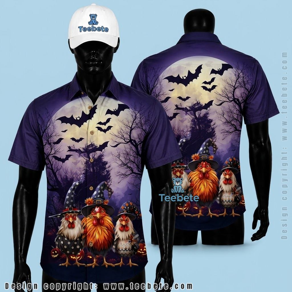 Spooky Chicken Halloween Hawaiian Shirt