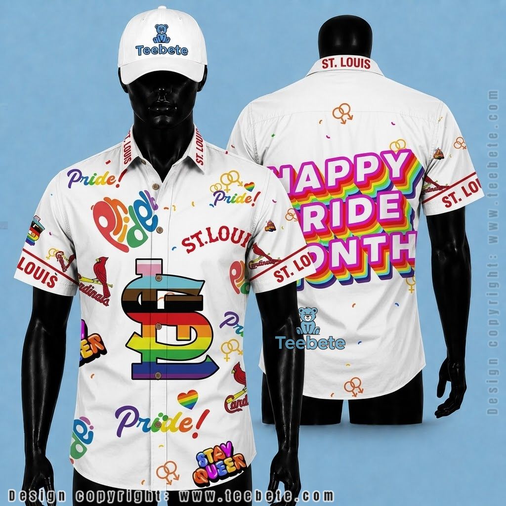 St. Louis Cardinals Aloha Shirt Pride Rainbow