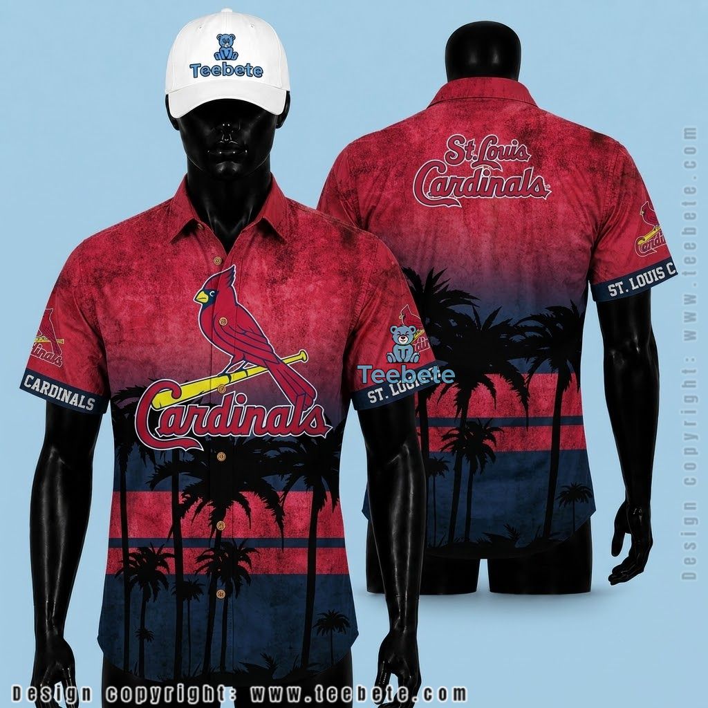 St. Louis Cardinals Aloha Shirt Sunset Silhouette