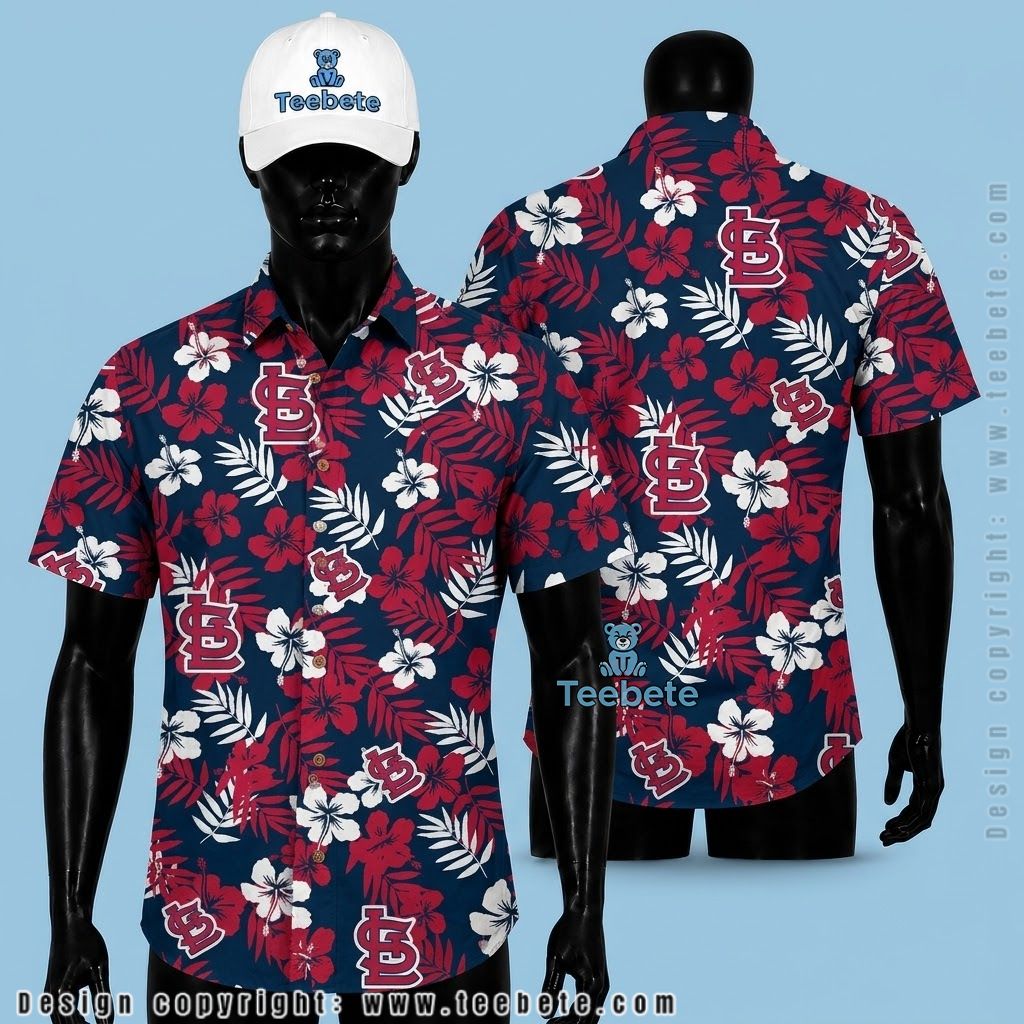 St. Louis Cardinals Hawaiian Shirt Red Hibiscus
