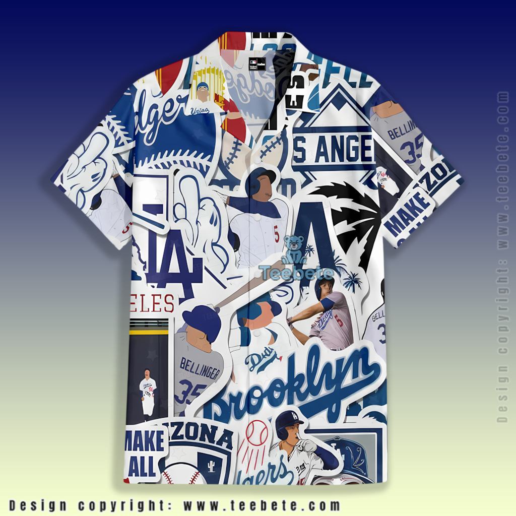 Sticker Collage Los Angeles Dodgers Hawaiian Shirt
