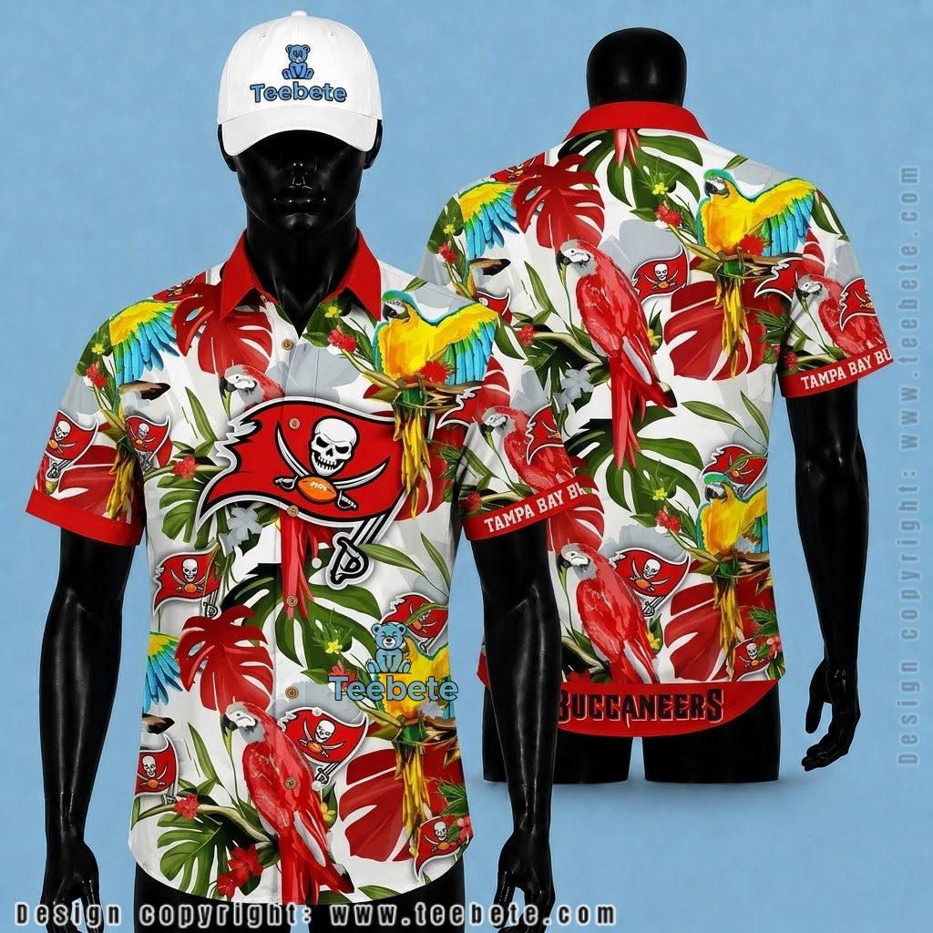 Tampa Bay Buccaneers Aloha Shirt Parrot Jungle