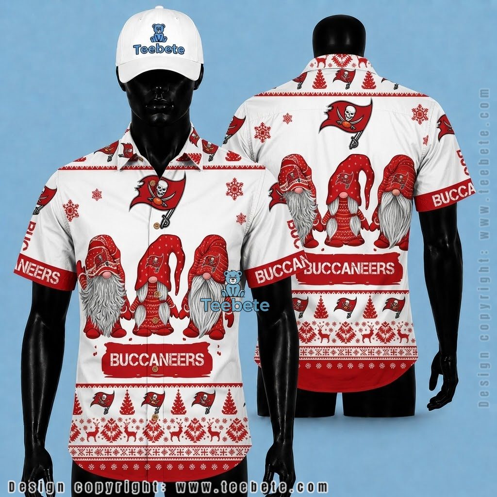 Tampa Bay Buccaneers Button Up Shirt Christmas Gnomes