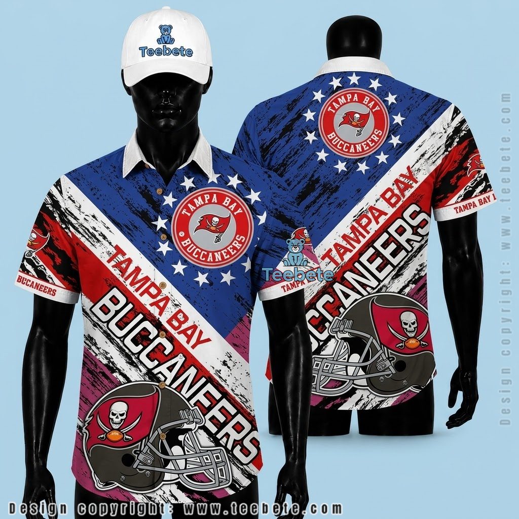Tampa Bay Buccaneers Button Up Shirt Stars Helmet