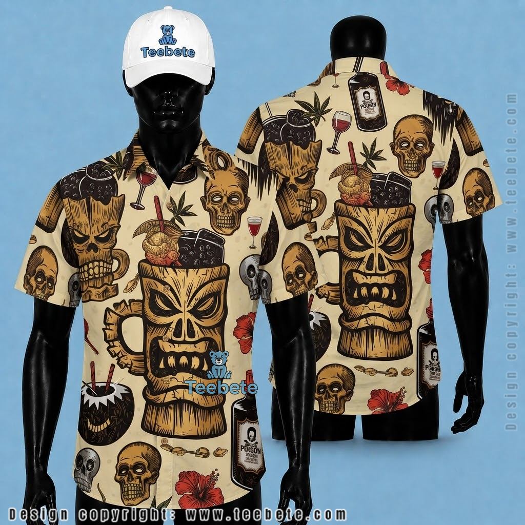 Tiki Skull Halloween Hawaiian Shirt