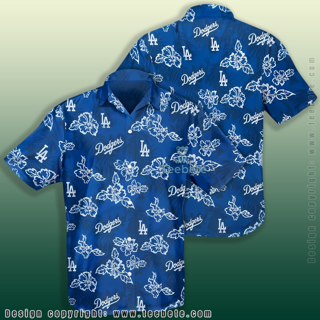 Tone On Tone Hibiscus Los Angeles Dodgers Hawaiian Shirt