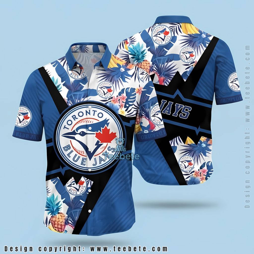 Toronto Blue Jays Button Up Shirt Pineapple Tropical Lightning