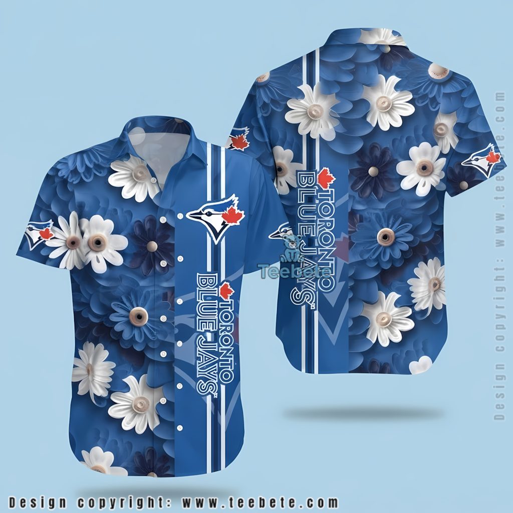 Toronto Blue Jays Hawaiian Shirt Daisy Bloom Navy Pattern
