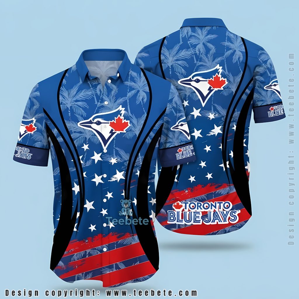 Toronto Blue Jays Hawaiian Shirt Palm Tree USA Flag