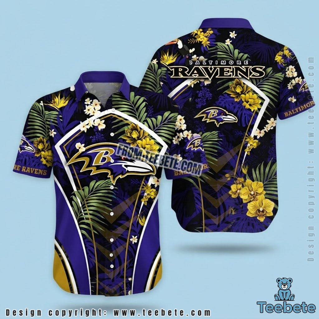 Toucan Floral Chevron Baltimore Ravens Hawaiian Shirt