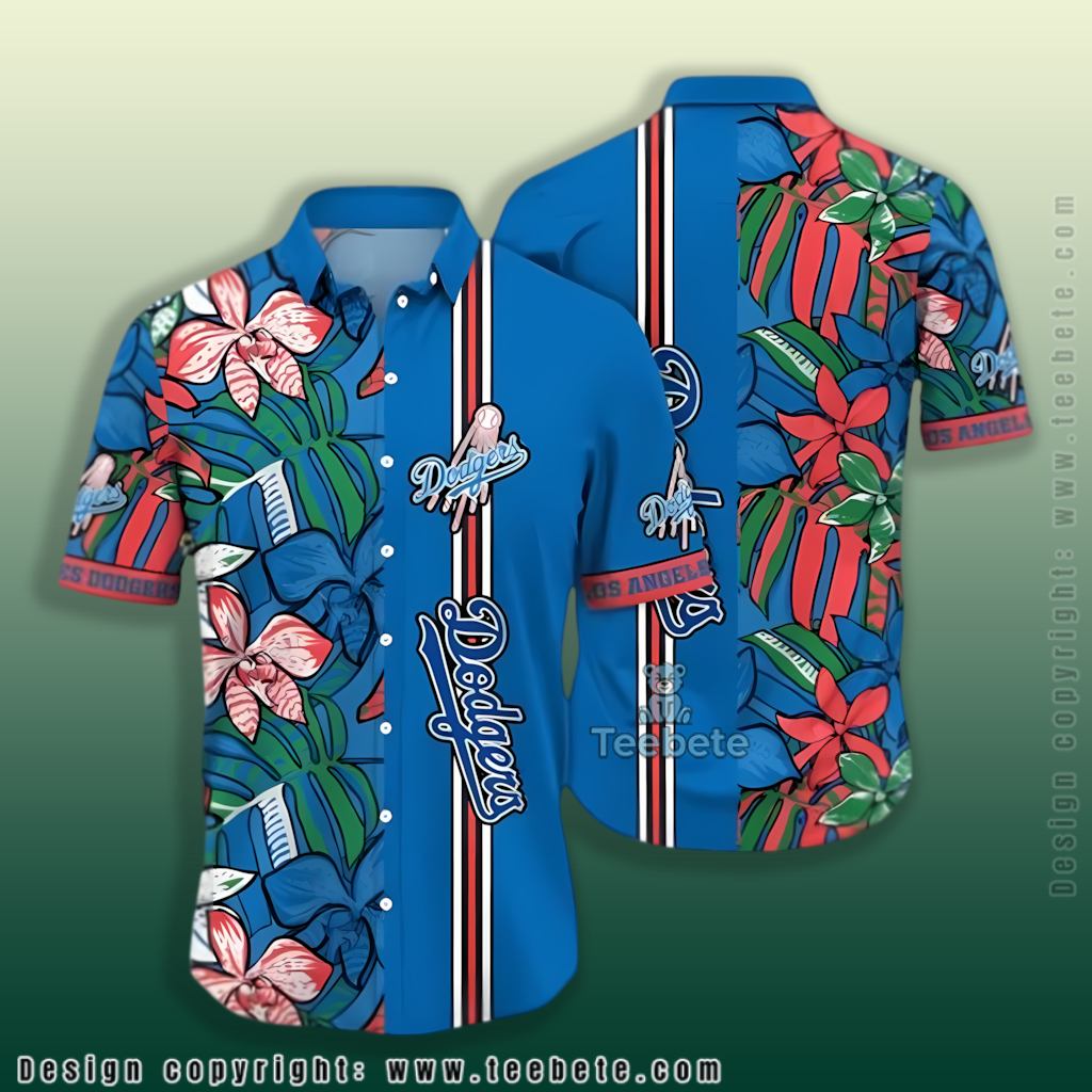Tropical Orchid Floral Los Angeles Dodgers Hawaiian Shirt