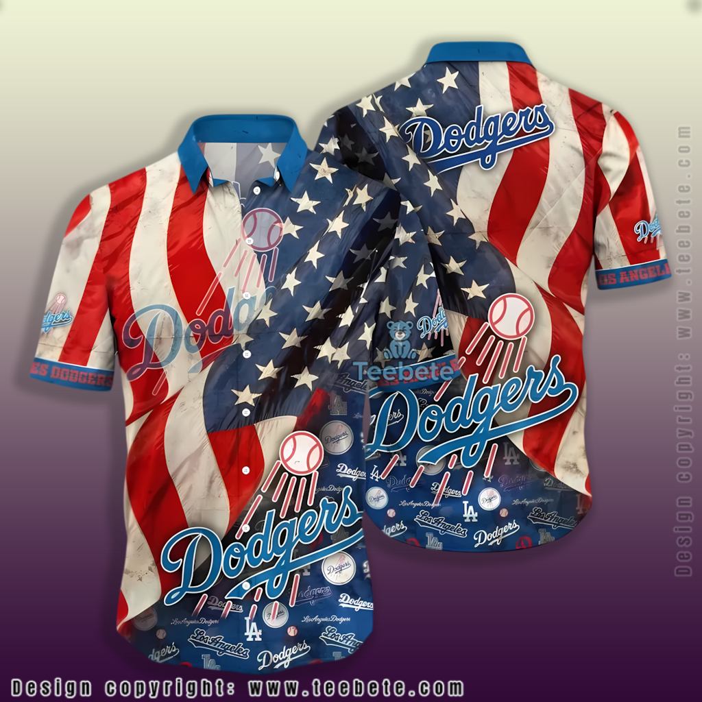 Vintage Stars Stripes Los Angeles Dodgers Hawaiian Shirt