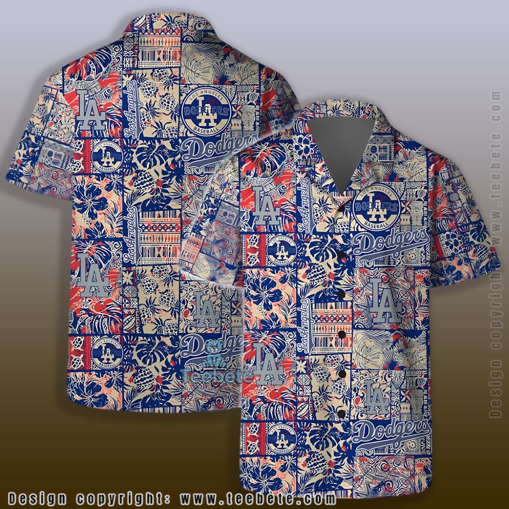 Vintage Tribal Patchwork Los Angeles Dodgers Hawaiian Shirt