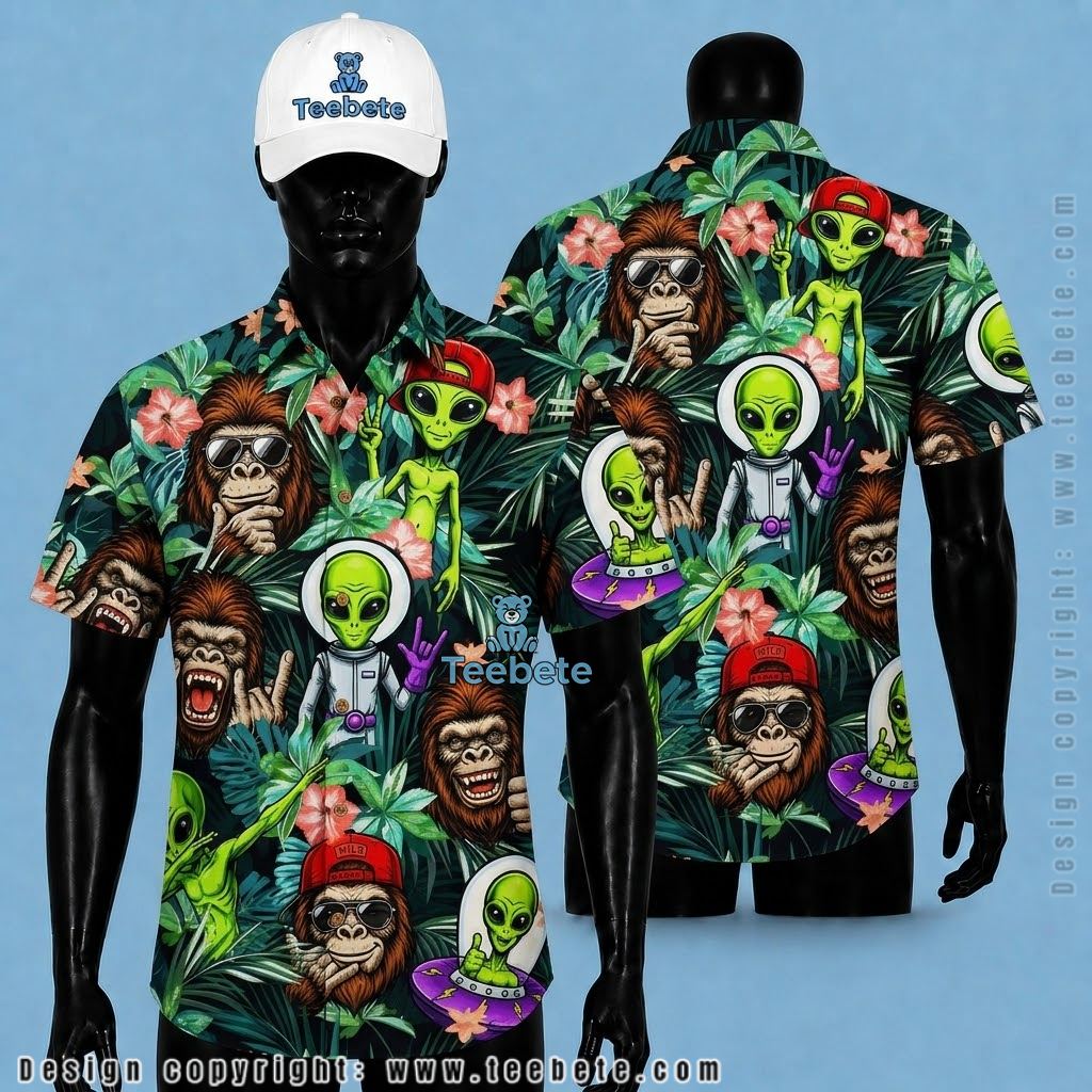 Alien Tropical Shirt Bigfoot Tropical Floral
