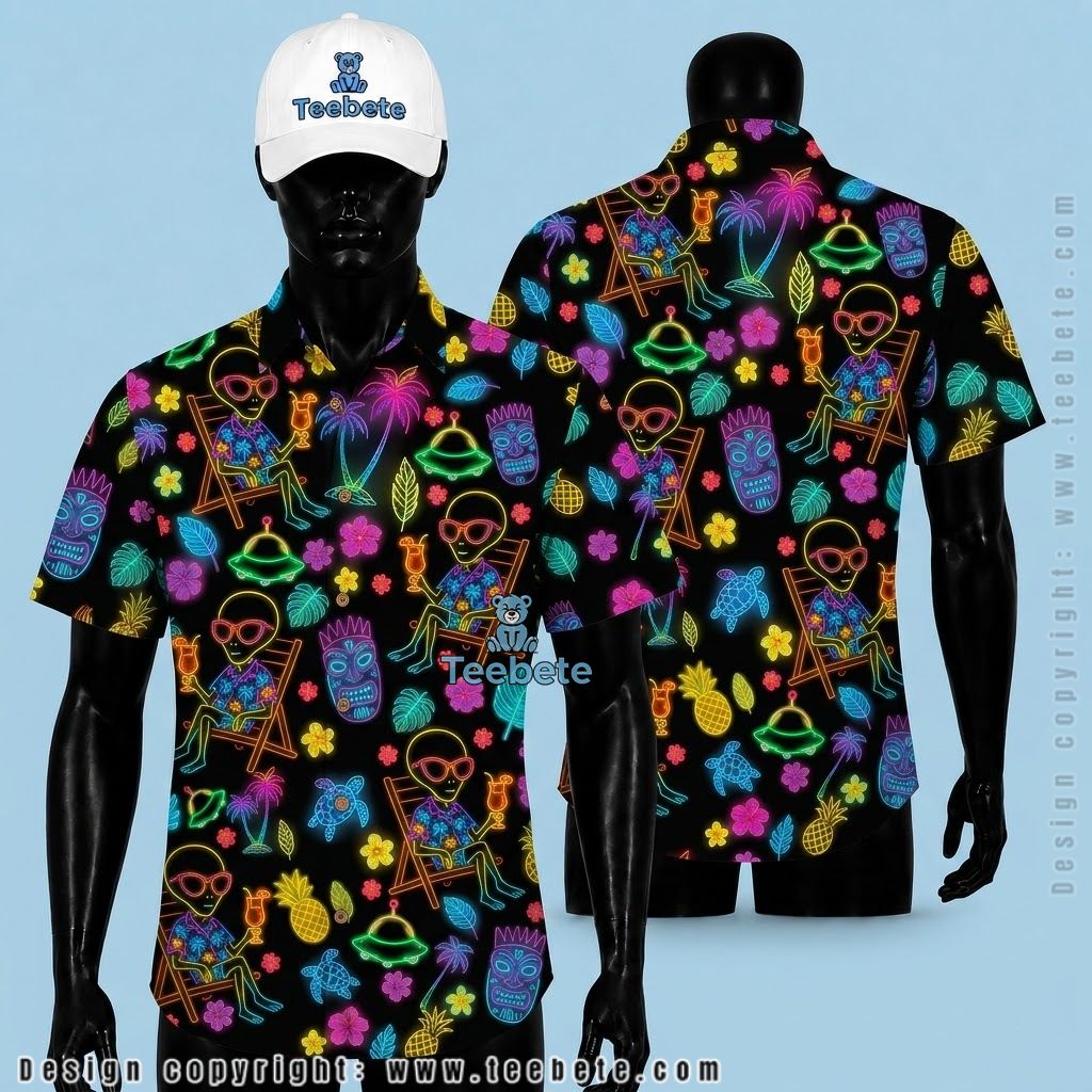 Alien Tropical Shirt Neon Tiki Beach