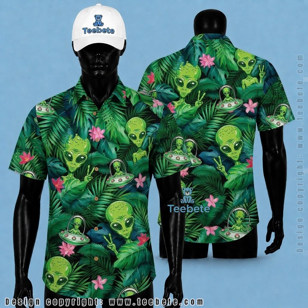 Alien Tropical Shirt Tropical Palm Leaf Print