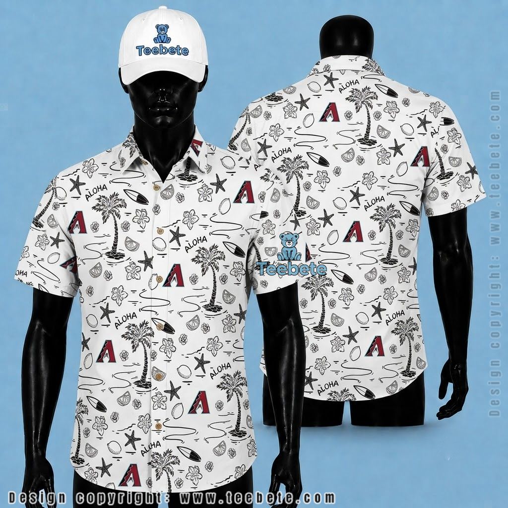Arizona Diamondbacks Aloha Shirt Black White Beach Doodle