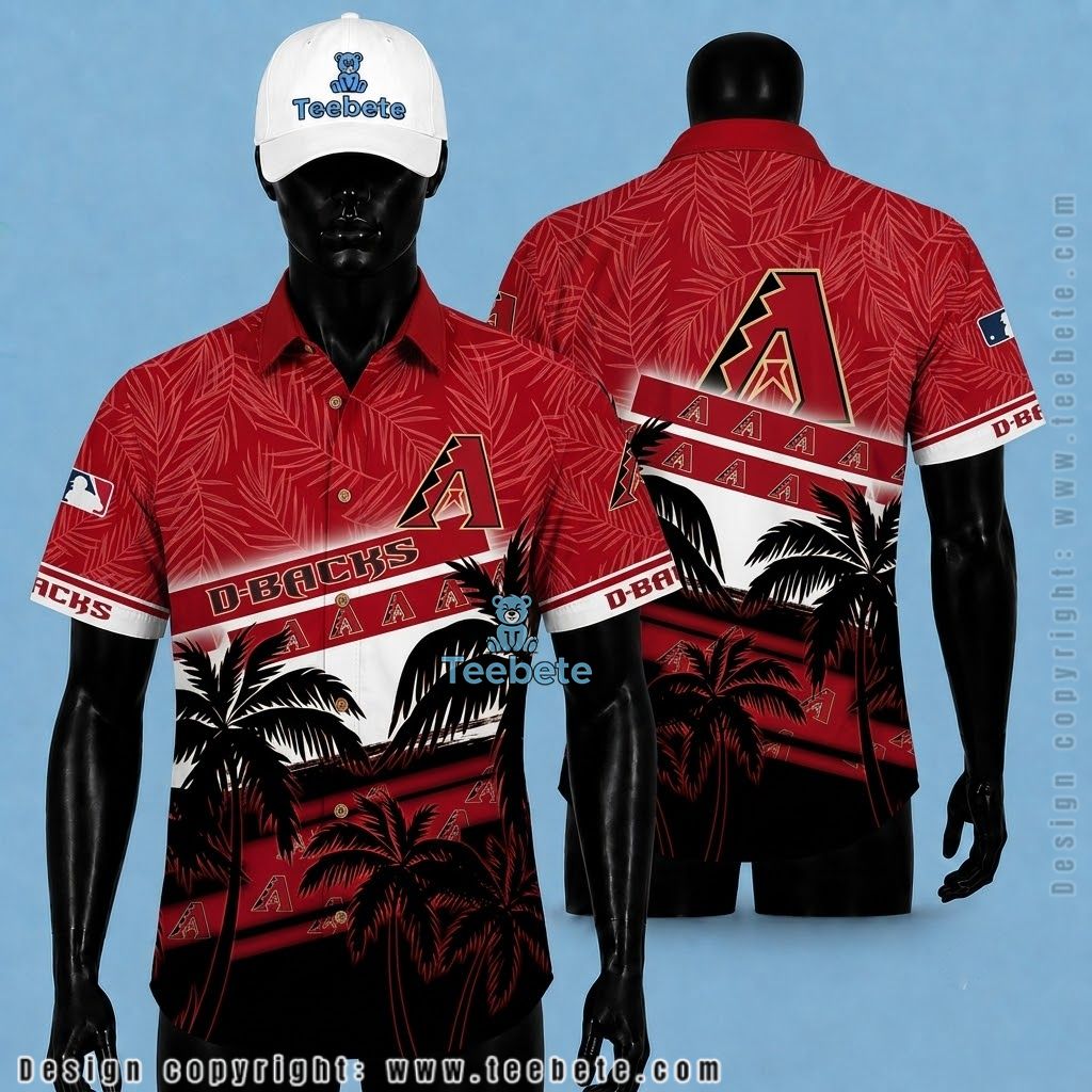 Arizona Diamondbacks Aloha Shirt Fern Palm Silhouette Black