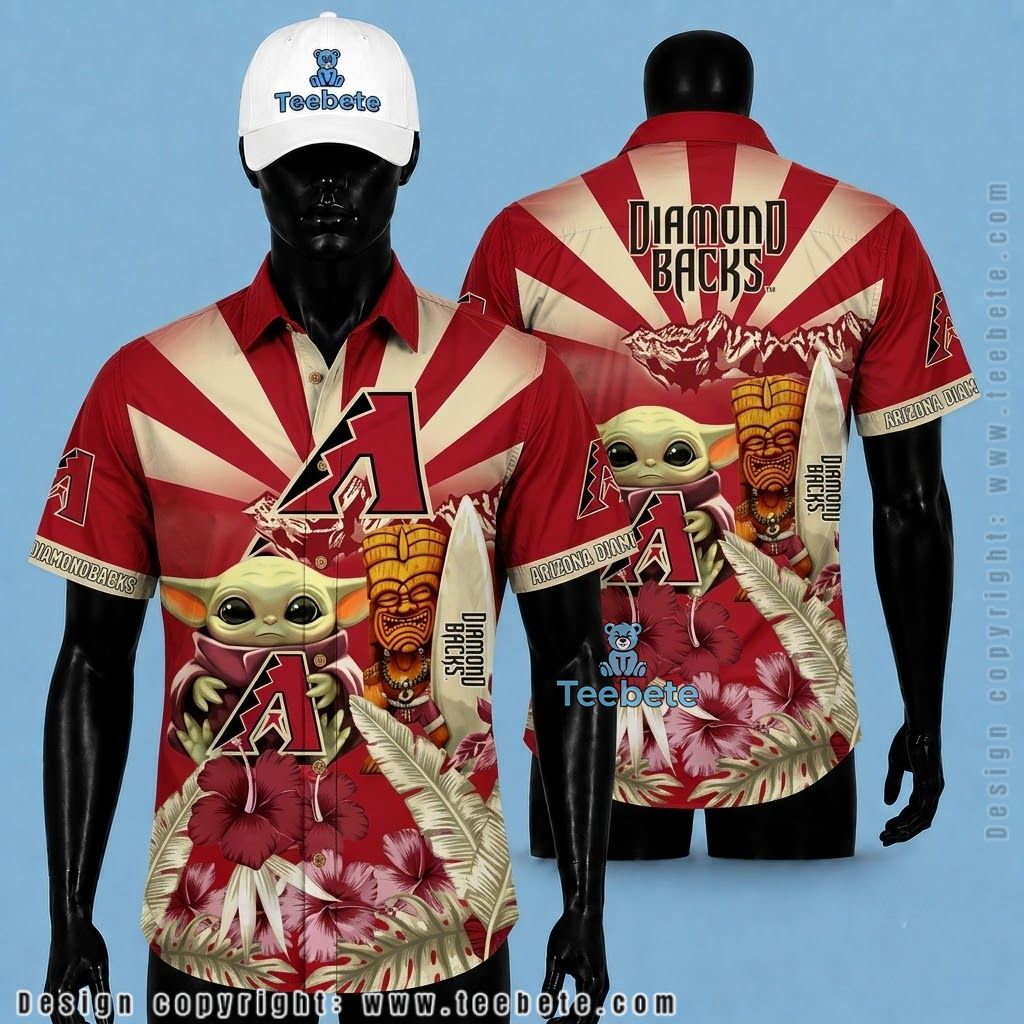 Arizona Diamondbacks Hawaiian Shirt Baby Yoda Tiki Sunset