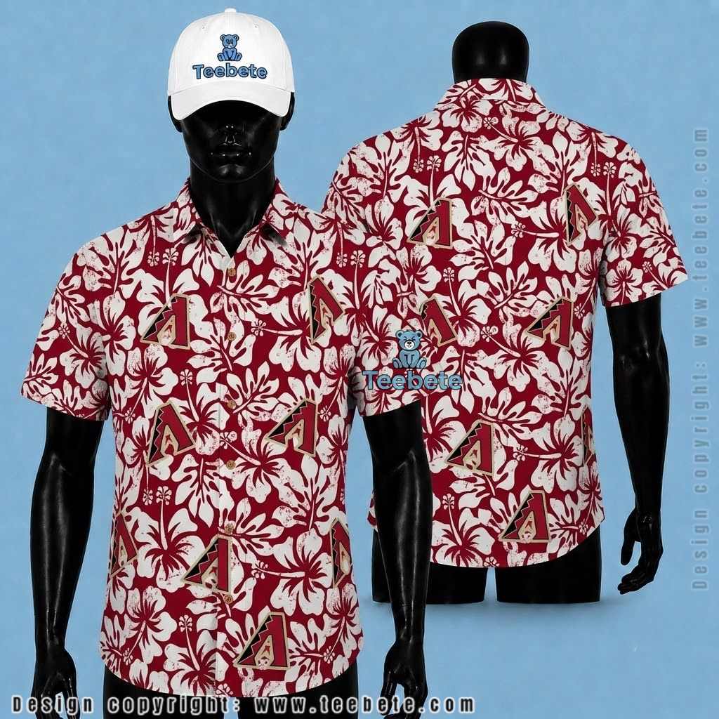 Arizona Diamondbacks Hawaiian Shirt Bold Hibiscus Logo Red