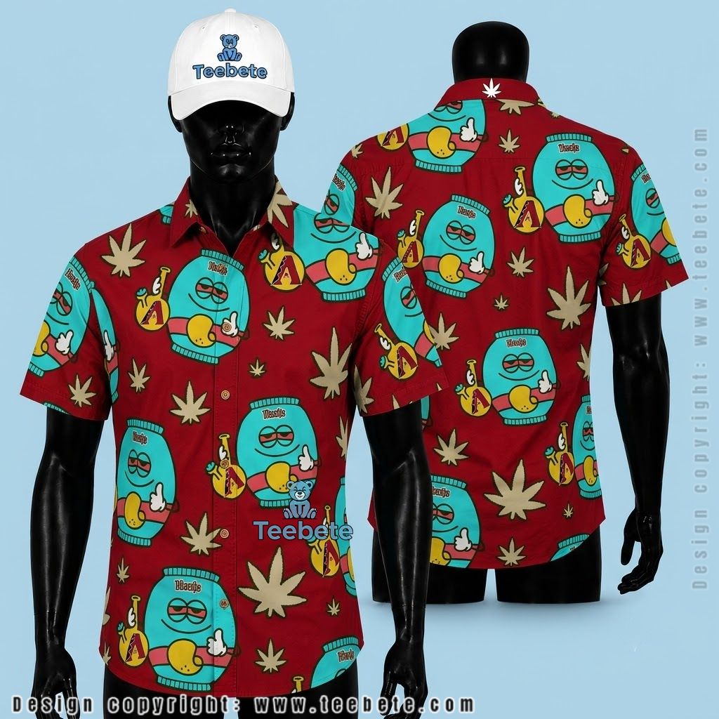 Arizona Diamondbacks Hawaiian Shirt Bong Leaf Cartoon Red