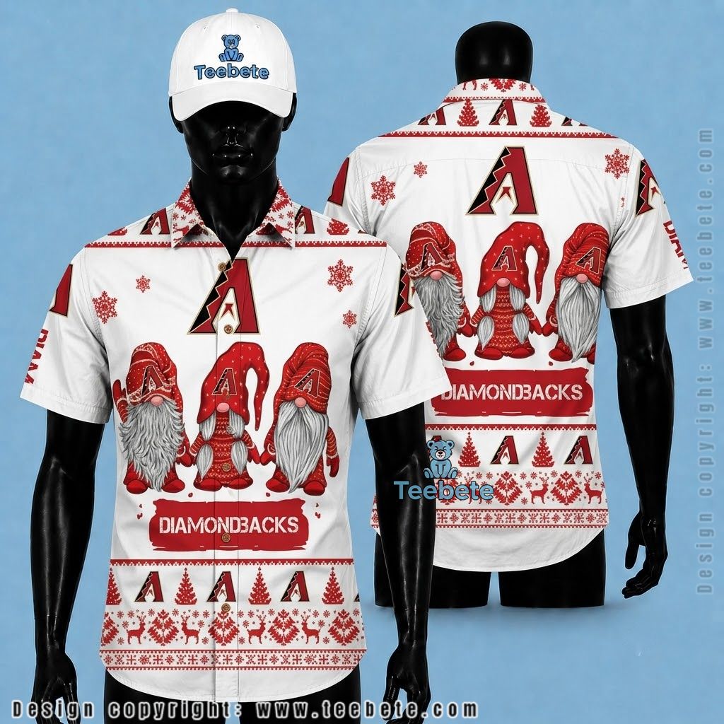 Arizona Diamondbacks Hawaiian Shirt Christmas Gnome White