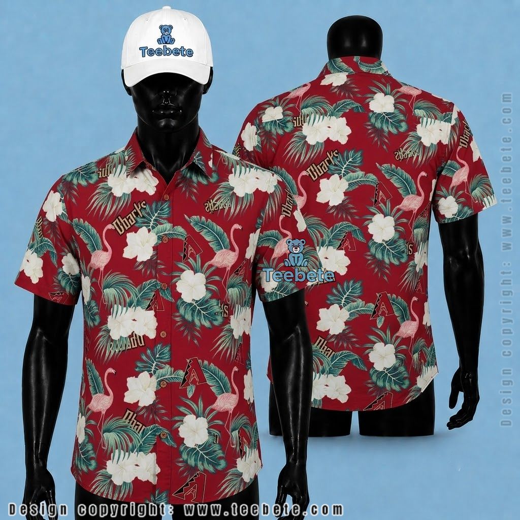 Arizona Diamondbacks Hawaiian Shirt Flamingo Hibiscus Red