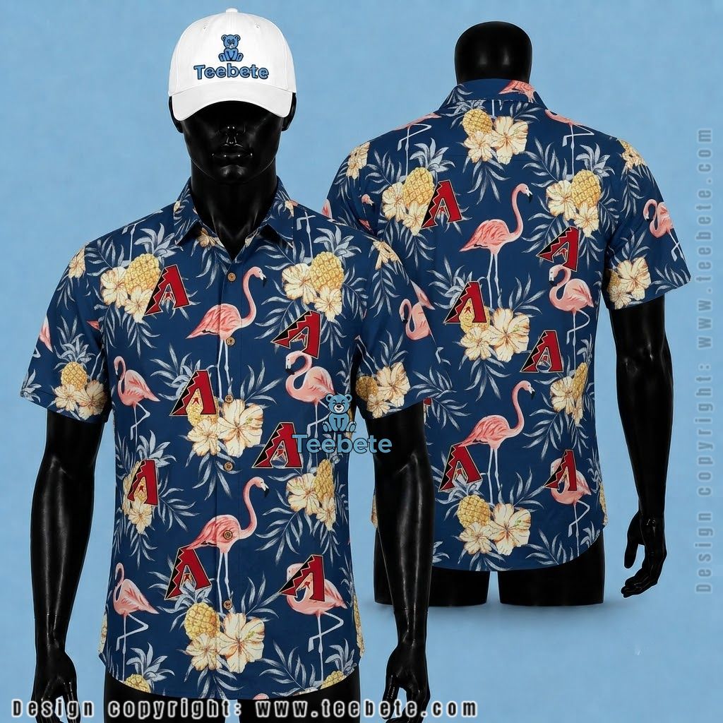 Arizona Diamondbacks Hawaiian Shirt Flamingo Pineapple Navy