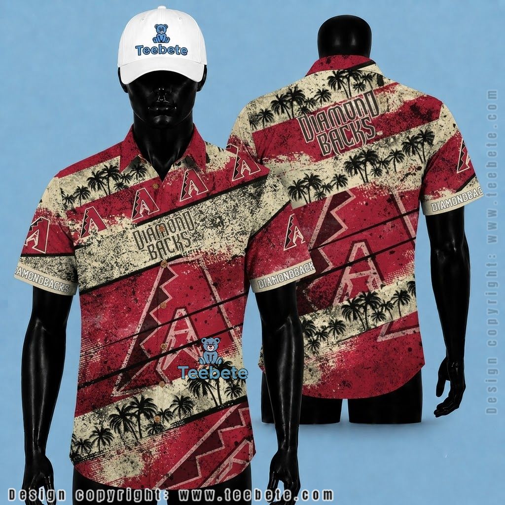 Arizona Diamondbacks Hawaiian Shirt Grunge Palm Stripe