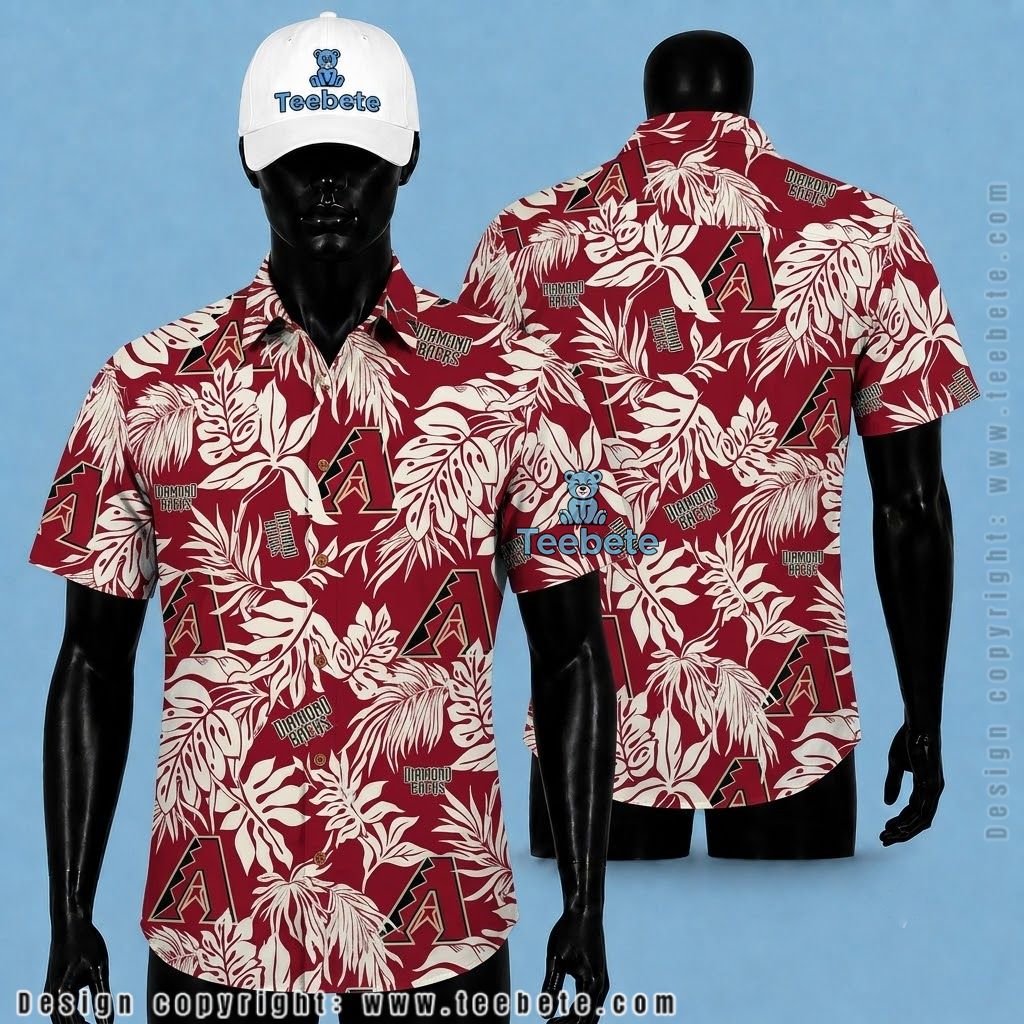 Arizona Diamondbacks Hawaiian Shirt Monstera Leaf Print Red