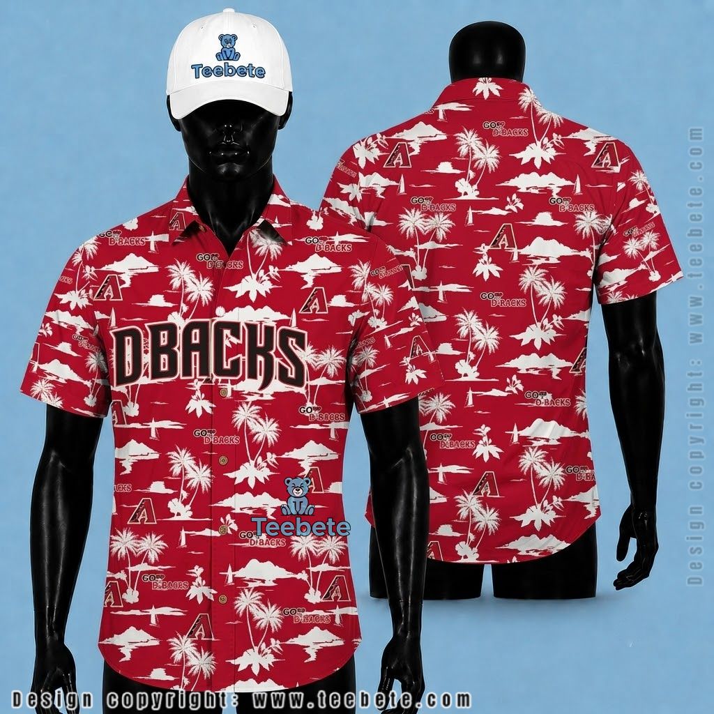 Arizona Diamondbacks Hawaiian Shirt Palm Cloud Print Red