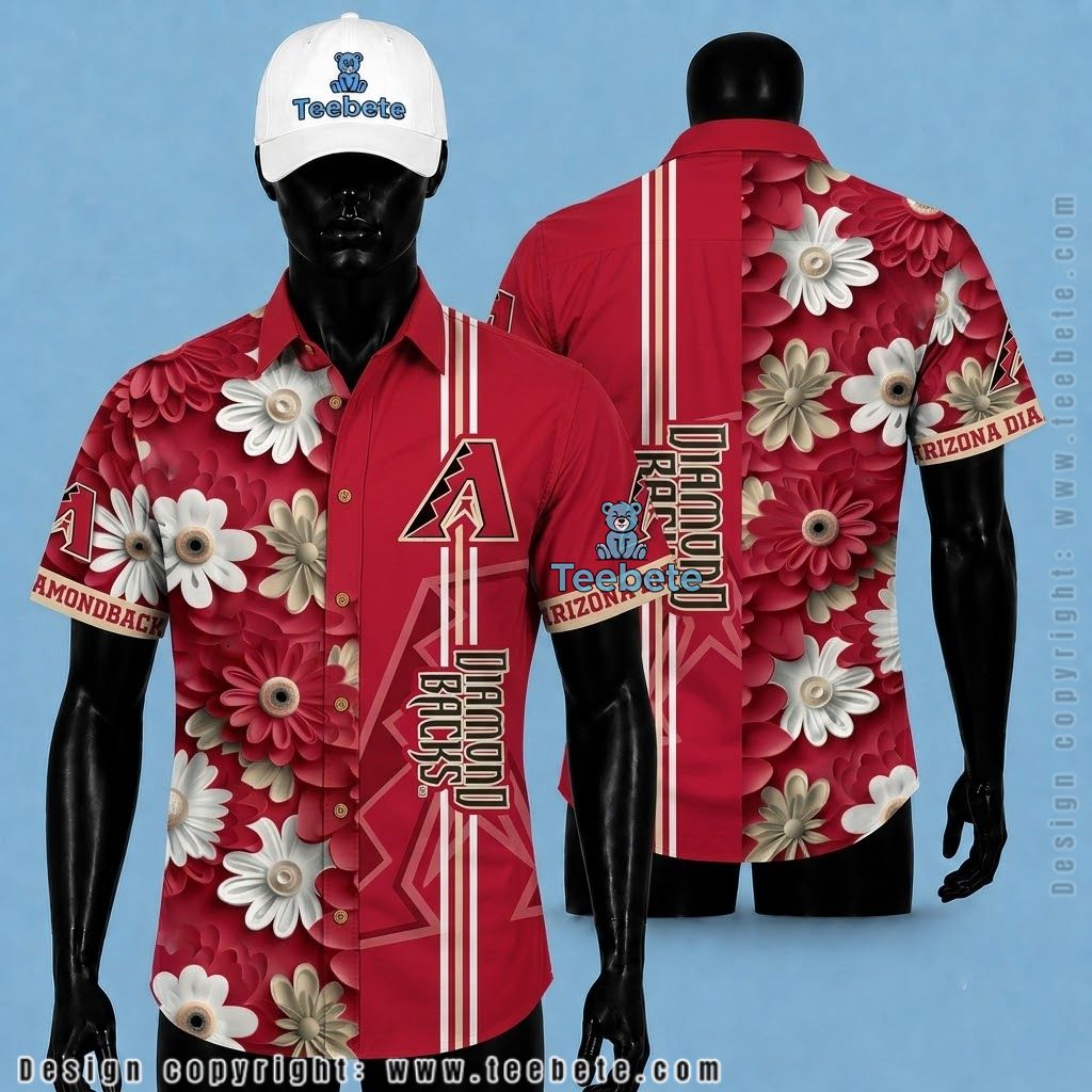 Arizona Diamondbacks Hawaiian Shirt White Daisy Floral Pattern