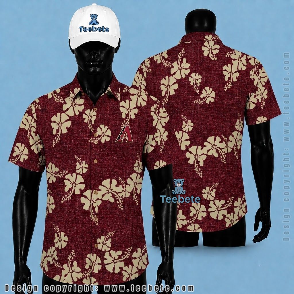 Arizona Diamondbacks Tropical Shirt Linen Hibiscus Maroon