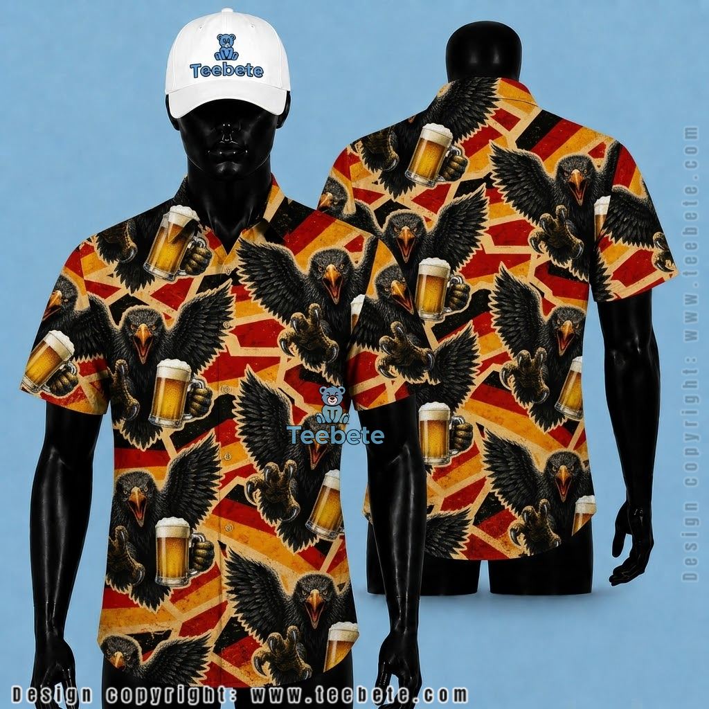 Beer Hawaiian Shirt Eagle German Flag Print
