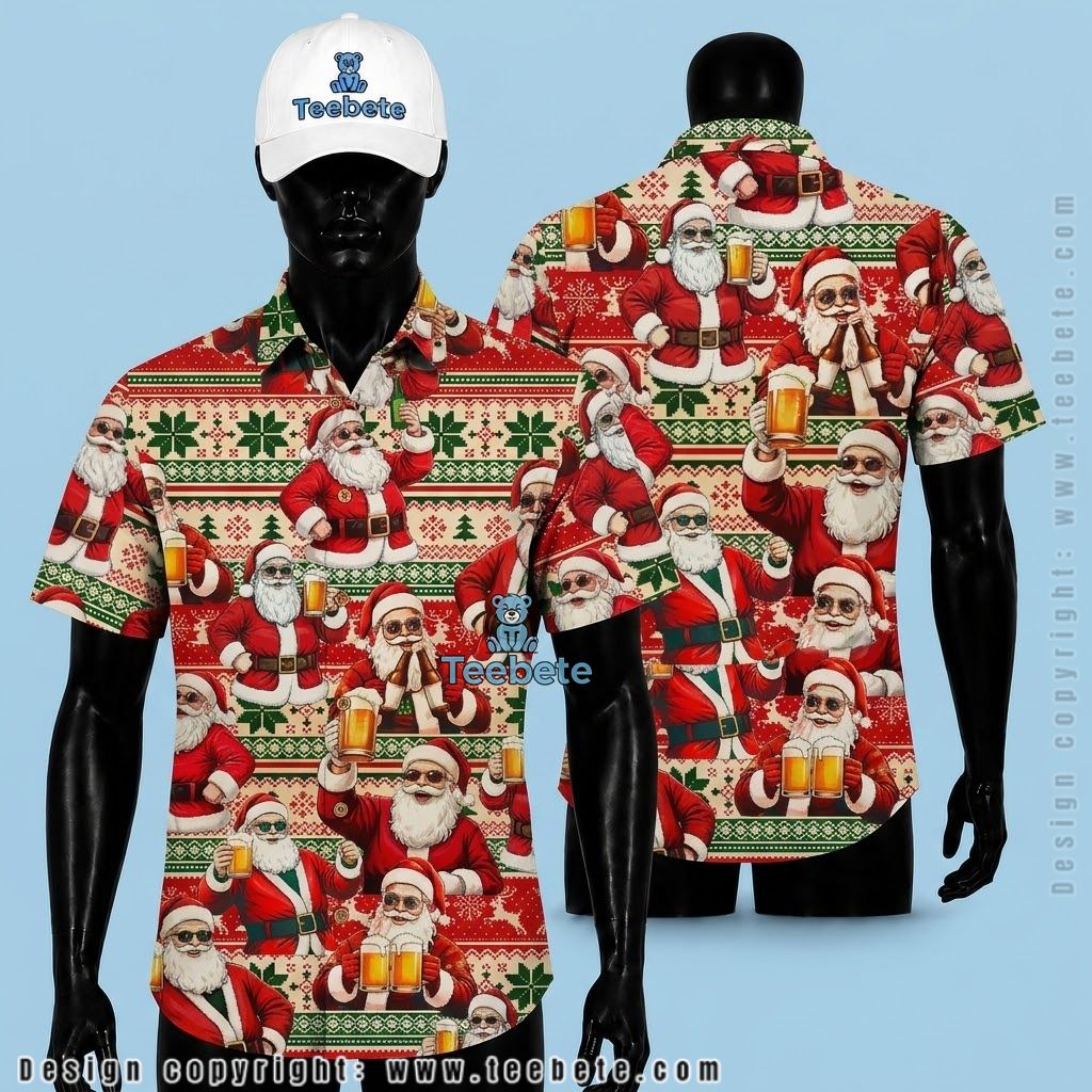 Beer Hawaiian Shirt Santa Christmas Ugly Sweater