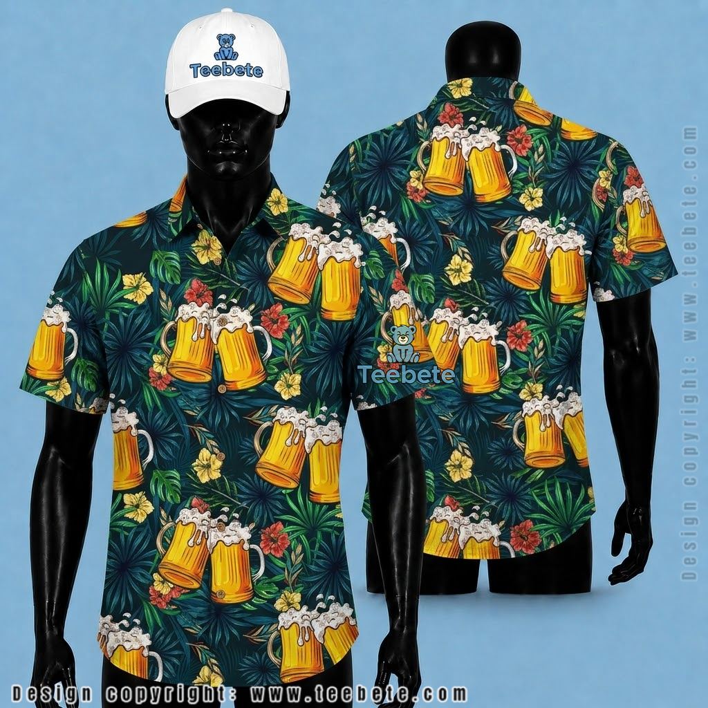 Beer Tropical Shirt Mug Cheers Tropical Floral