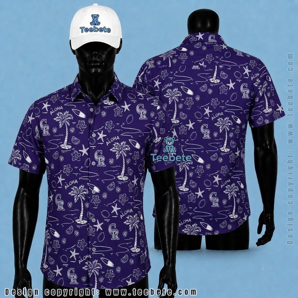 Colorado Rockies Aloha Shirt Beach Doodle Navy