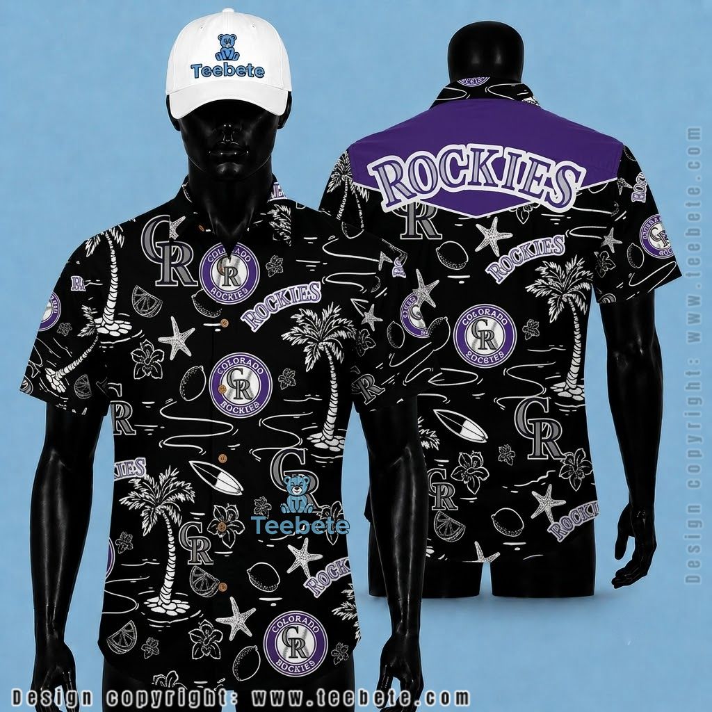 Colorado Rockies Button Up Shirt Doodle Badge Black