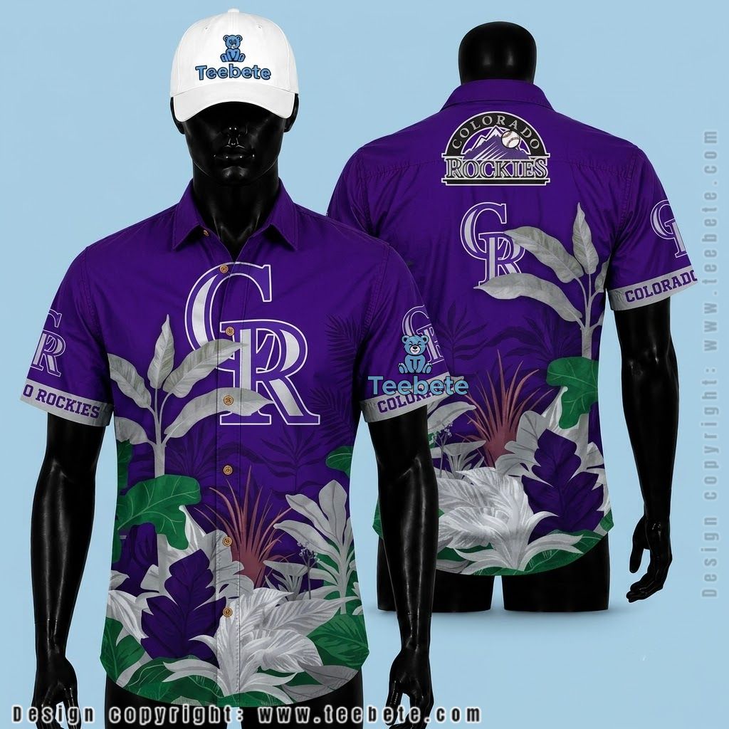 Colorado Rockies Hawaiian Shirt Botanical Leaf Purple