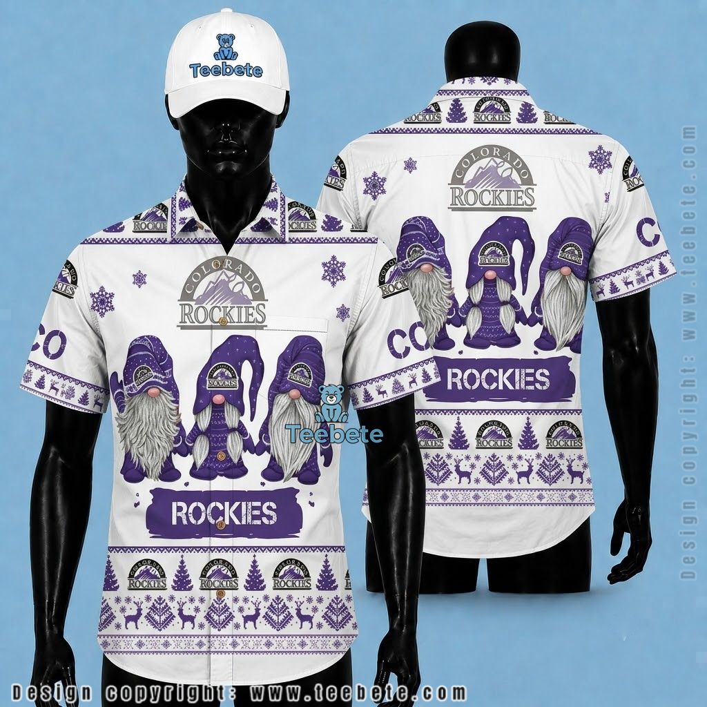 Colorado Rockies Hawaiian Shirt Christmas Gnome White