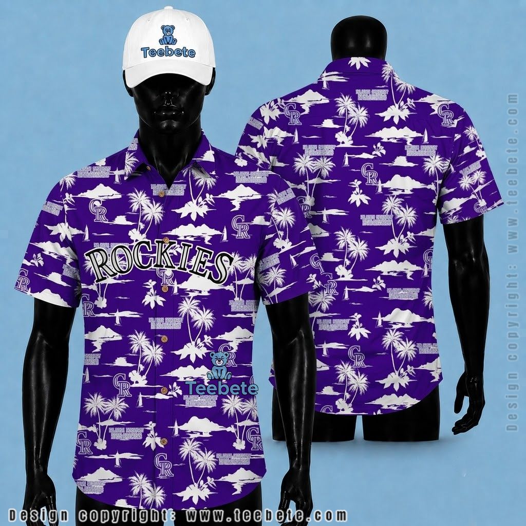 Colorado Rockies Hawaiian Shirt Palm Cloud Print Purple