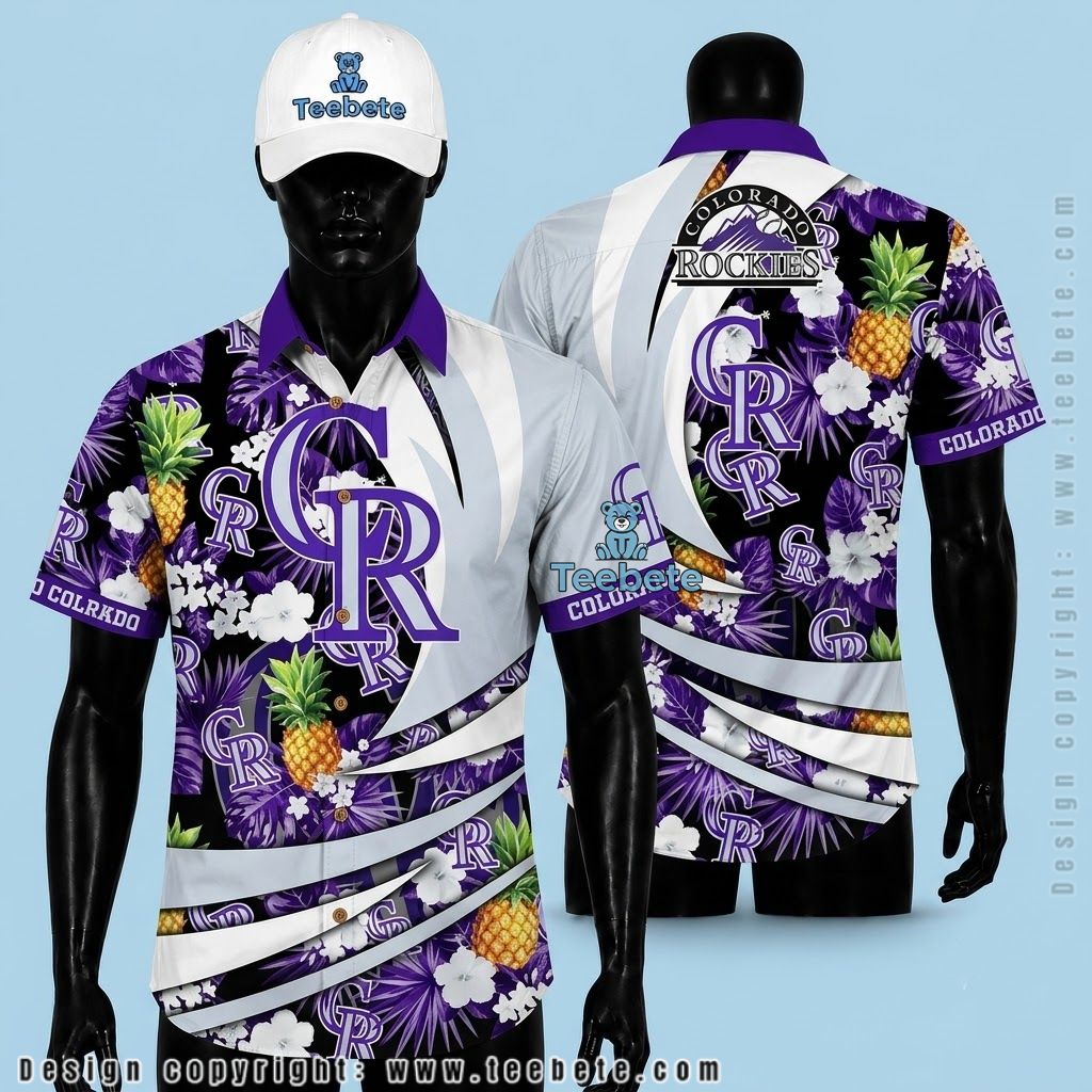 Colorado Rockies Hawaiian Shirt Pineapple Swirl Purple