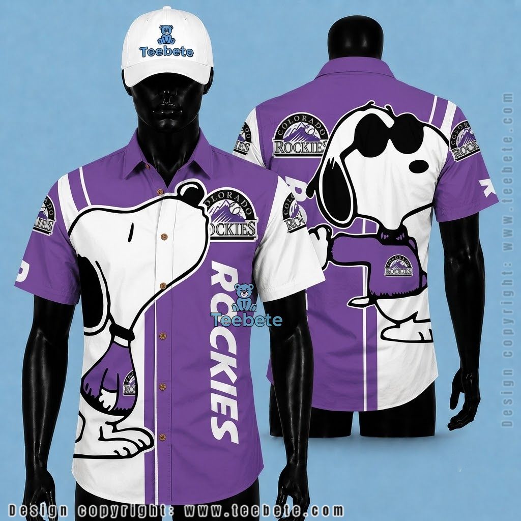 Colorado Rockies Hawaiian Shirt Snoopy Sunglasses Purple