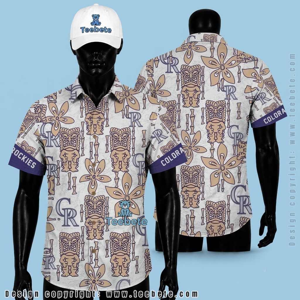Colorado Rockies Hawaiian Shirt Tiki Totem White
