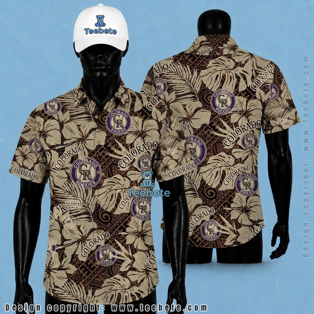 Colorado Rockies Hawaiian Shirt Tribal Monstera Brown